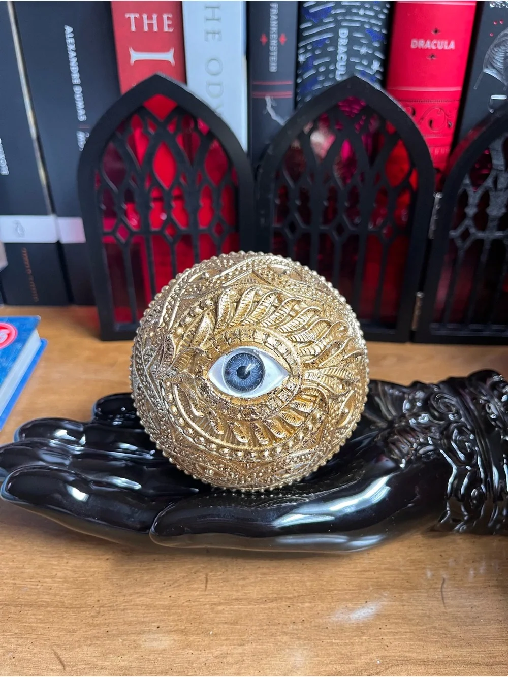 Gold Eye Orb Eyeball Halloween Accent Sphere Oddity Curio ~ John Derian Vibe 🕸️